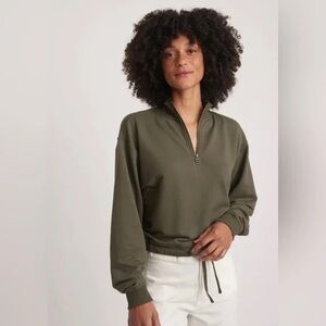 Marine Layer | Rory Zip Sweatshirt in Olive Size S